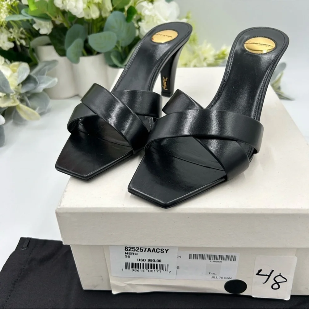 Women’s Saint Laurent Jill 75 leather mules size 36 made in Italy